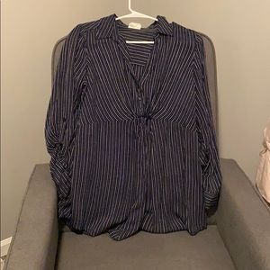 Navy + White Stripe Cuffed Sleeve Maternity Blouse